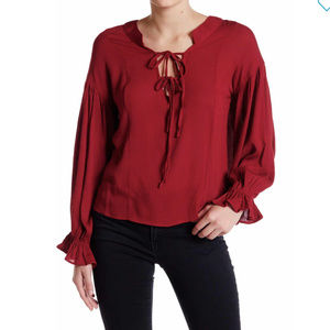 RAGA Bewitched Red Tie Front Blouse Size Large